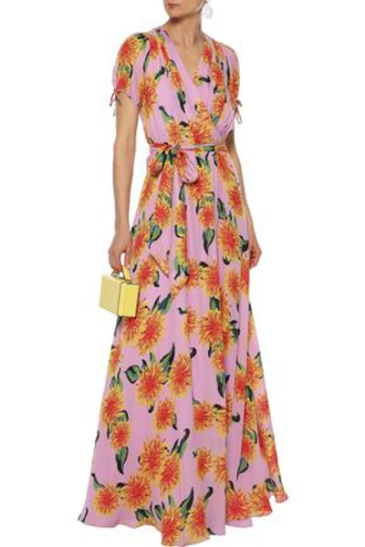Carolina Herrera Woman Floral-print Silk-chiffon Maxi Wrap Dress Baby Pink