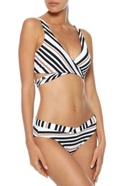 Jets By Jessika Allen Vista Metallic Striped Wrap Bikini Top In White