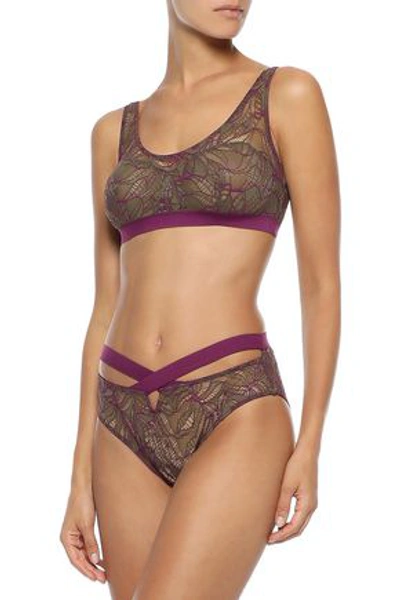Else Woman Bohemian Cutout Corded Lace High-rise Briefs Army Green