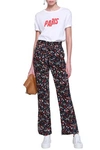 BAUM UND PFERDGARTEN BAUM UND PFERDGARTEN WOMAN NORA FLORAL-PRINT CREPE BOOTCUT trousers BLACK,3074457345620740383