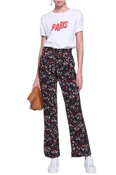 Baum Und Pferdgarten Woman Nora Floral-print Crepe Bootcut Pants Black