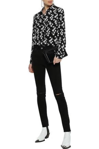 Anine Bing Woman Stella Printed Silk Crepe De Chine Shirt Black