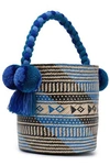YOSUZI YOSUZI WOMAN SAFIRA EMBELLISHED STRAW BUCKET BAG BLUE,3074457345620141163