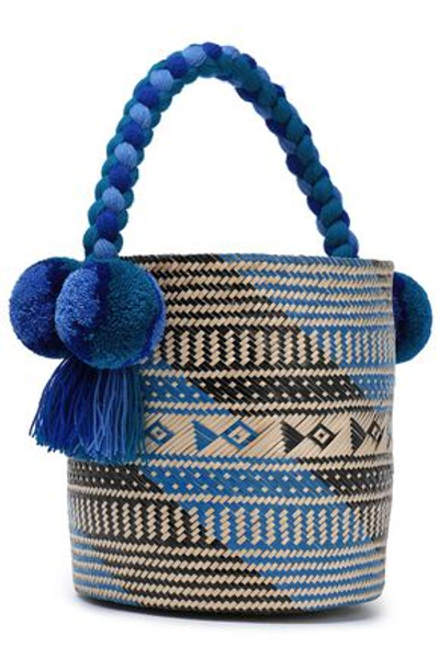 Yosuzi Woman Safira Embellished Straw Bucket Bag Blue