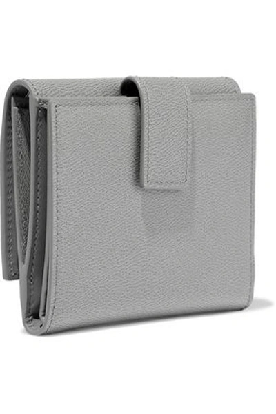 Smythson Woman Grosvenor Textured-leather Wallet Gray