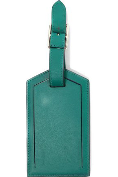 Smythson Striped Leather Luggage Tag In Emerald | ModeSens