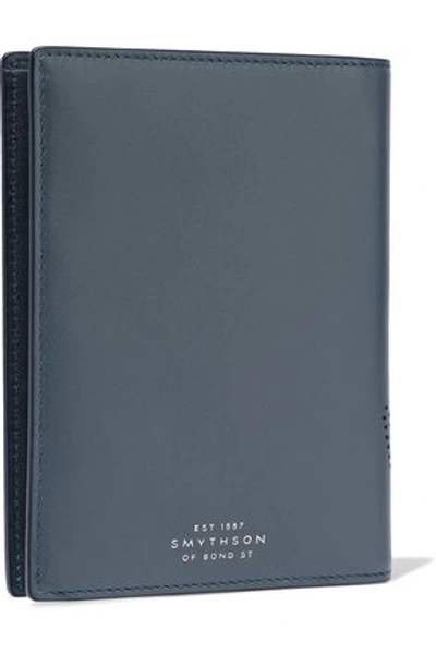 Smythson Picadilly Perforated Leather Passport Cover In Storm Blue