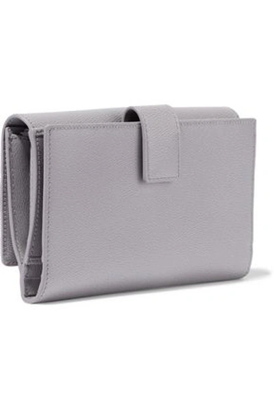 Smythson Woman Grosvenor Textured-leather Continental Wallet Gray