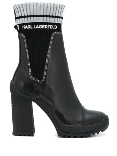 KARL LAGERFELD RIBBED HIGH-HEELED BOOTS 