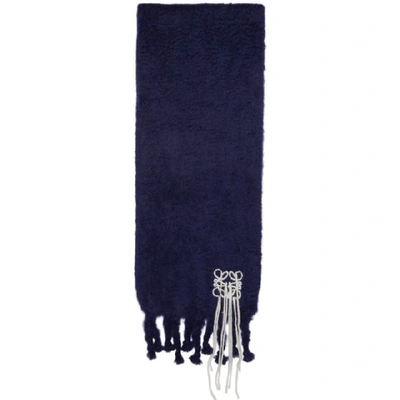 Loewe Embroidered Logo Scarf - 白色 In Blue