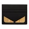 FENDI FENDI BLACK AND GOLD BAG BUGS CARD HOLDER