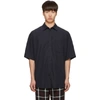 BALENCIAGA BALENCIAGA NAVY LOGO TAB SHORT SLEEVE SHIRT