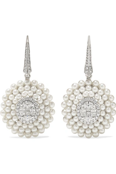 Amrapali 18-karat White Gold, Pearl And Diamond Earrings