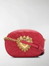 Dolce & Gabbana Devotion Embellished Quilted Leather Shoulder Bag In Red