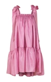 Stine Goya Serena Ruched Shoulder Tie Dress In Pink