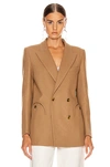 Blazé Milano Cholita Everyday Double-breasted Camel Hair And Wool-blend Blazer In Camel