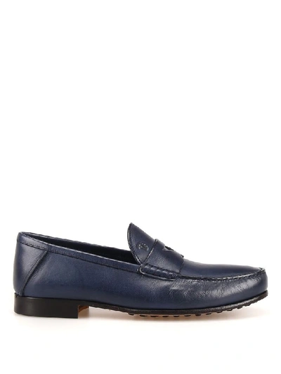 Tod's Shaded Blue Leather Loafers