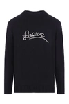 Loewe Embroidered Logo Cotton Knit Sweater In Black