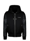 Givenchy Hooded Neoprene & Leather Biker Jacket In Black