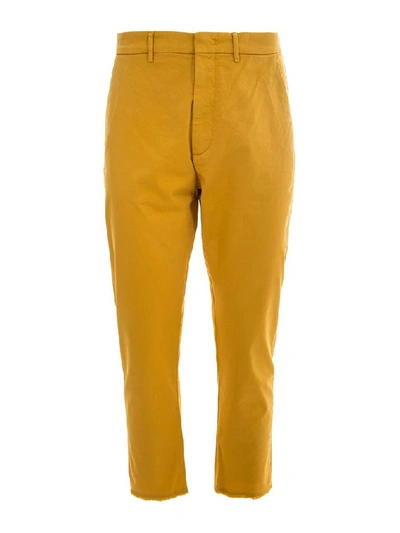 Pence Men's Yellow Cotton Trousers