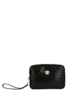 VERSACE BLACK LEATHER CLUTCH,DL24197DCOV5D41OH
