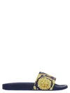 Versace Baroque Print Slides In Blue
