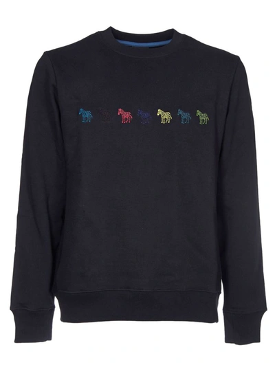 Ps By Paul Smith Sweatshirt With Embroidered Zebra In Blue