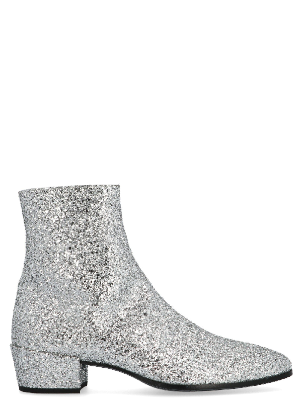 saint laurent glitter boots mens