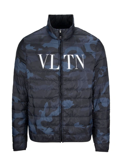 Valentino Padded Down Jacket In Blue