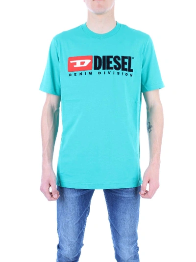 Diesel Light Blue Cotton T-shirt In Light Blue