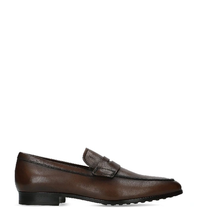 Tod's Tapered Toe Dark Brown Leather Loafers