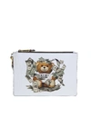 MOSCHINO WHITE LEATHER CLUTCH,84448210A3001
