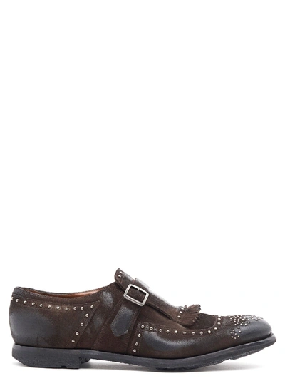 Church's Brown Suede Monk Strap Shoes