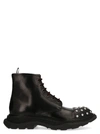 ALEXANDER MCQUEEN BLACK LEATHER ANKLE BOOTS,575428WHSW71081