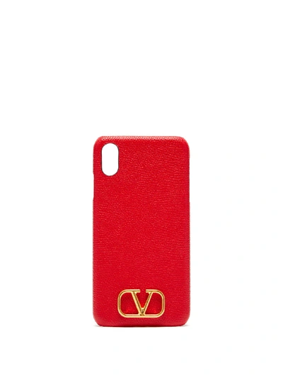 Valentino Garavani Grained Leather Iphone Xs Max Case In Rouge Pure