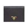 Prada Small Saffiano Leather Snap Wallet In Black