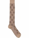 Gucci Metallic Cotton-blend Jacquard Socks In Shell