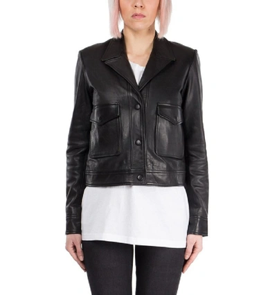Blk Dnm Women's  Black Leather Outerwear Jacket
