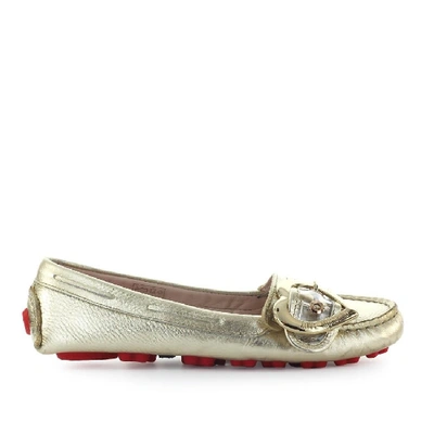 Love Moschino Gold Leather Loafers