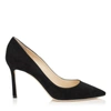 JIMMY CHOO JIMMY CHOO WOMEN'S BLACK LEATHER PUMPS,ROMY85SUEBLACK 40