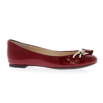 Guess Womens Red Leather Flats