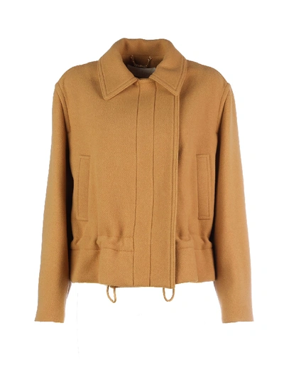 Chloé Snap-front Jacket With Drawcord In Brown