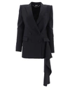 Alexander Mcqueen Asymmetric-drape Double-breasted Jacket In Black