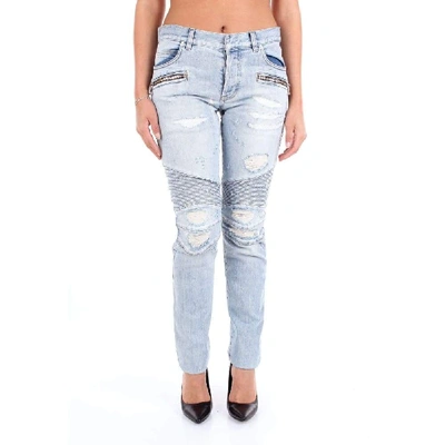 Balmain Light Blue Cotton Jeans