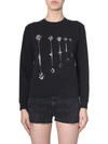 Saint Laurent Palm Tree Print Sweatshirt In Black