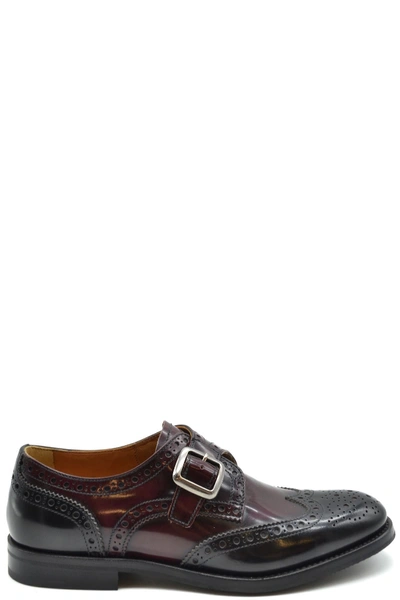 Church's Burgundy Leather Monk Strap Shoes