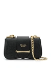 PRADA BLACK LEATHER SHOULDER BAG,1BD219VUJGNZVF0002