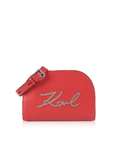 Karl Lagerfeld Red Leather Shoulder Bag
