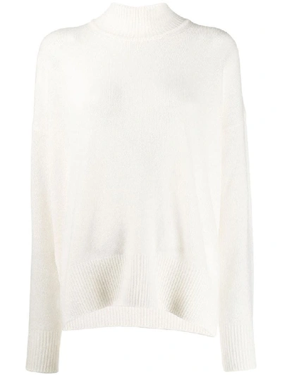Jil Sander Rib-knitted Cashmere Roll-neck Sweater In White
