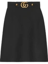 Gucci Embellished Wool And Silk-blend Crepe Skirt In Black